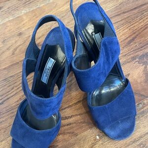 Prada Women's Deep Blue Suede Heels size 7.5. Eu 37.5